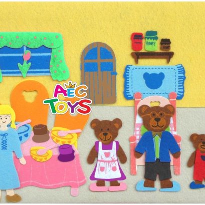 แผงป้ายผ้าเรียนรู้ ชุดเครื่องใช้ในบ้านหมีน้อย ขนาด 31x25 ซม.