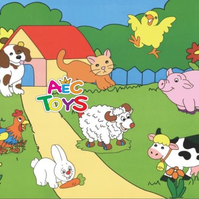 ภาพฉลุบล็อกนูน สัตว์เลี้ยงอารมณ์ดี