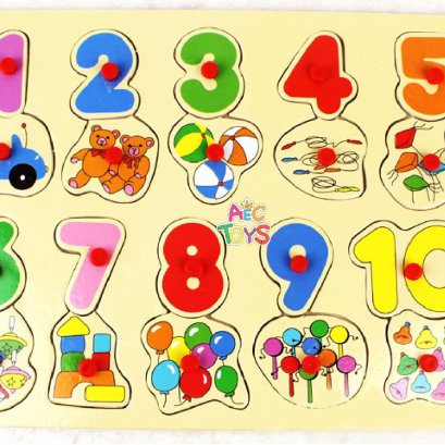 ภาพตัดต่อมีจุก นับเลข 1-10 พร้อมจำนวนนับ