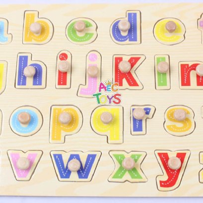 ภาพตัดต่อมีจุก a-z ตัวพิมพ์เล็ก พร้อมเส้นหัดลาก