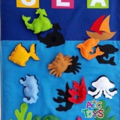 ป้ายผ้า Wall Bag แขวนผนัง ชุดสัตว์ทะเลกับเงา