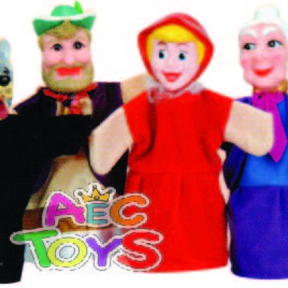 หุ่นมือนิทานหัวพลาสติก 3 มิติ เรื่อง หนูน้อยหมวกแดง(4 ตัวต่อชุด)