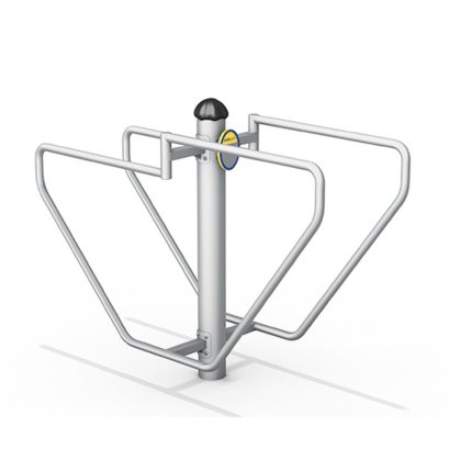 อุปกรณ์ บาร์โหนต่างระดับยกตัวคู่  (เสากัลวาไนซ์ อบสีฝุ่น  Ø 127 มม.)  ขนาด 140x65x134 ซม. พร้อมแผ่นป้ายบอกวิธีการเล่น