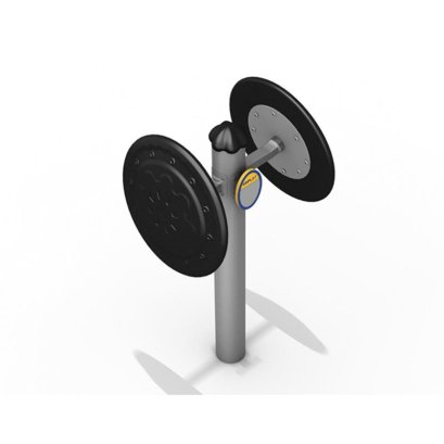 อุปกรณ์ วงล้อกายบริหารไหล่ คู่ (เสากัลวาไนซ์ อบสีฝุ่น  Ø 127 มม.) ขนาด 68x48x125 ซม. พร้อมแผ่นป้ายบอกวิธีการเล่น