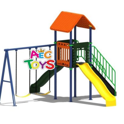 บ้านหอคอยหรรษากระดานลื่น 2 ทาง+ ชิงช้า ในฝัน ขนาด 500x450x330 ซม.