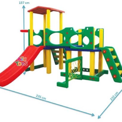 บ้านหอคอยปีนป่าย โกลฟุตบอล สุขสันต์ 5 in 1 พลาสติก 220*230*154 ซม. พลาสติก 