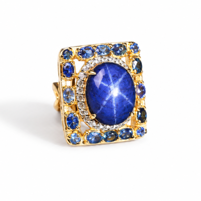 Tanusorn Natural Star Sapphire 22.25 carat Ring Featuring a Sparkling Blue Sapphire Gemstone