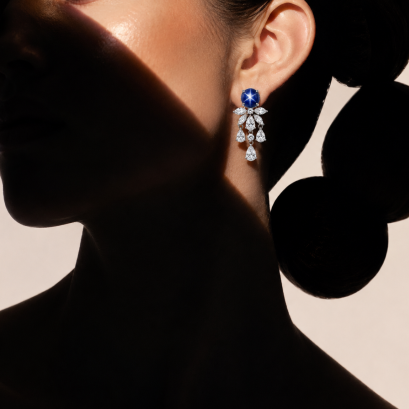 Blue star sapphire earrings