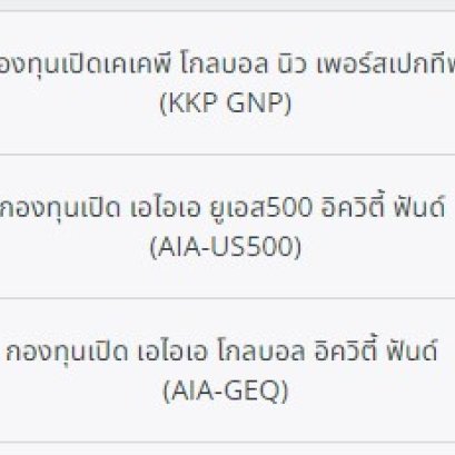 เปรียบเทียบผลตอบแทน กองทุนรวมที่ลงทุนในต่างประเทศ (ตราสารทุน) ในกรมธรรม์ควบการลงทุน AIA Unit Linked