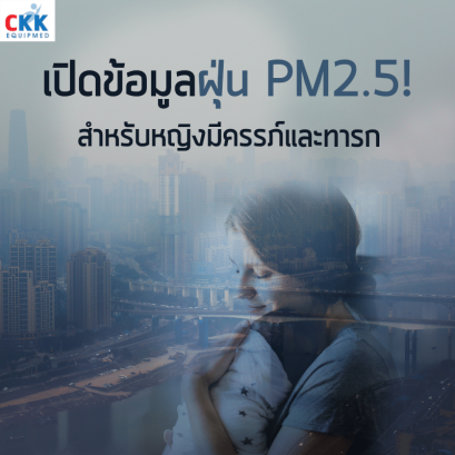 แม่อุ้มลูกท่ามกลางฝุ่นควันในเมือง