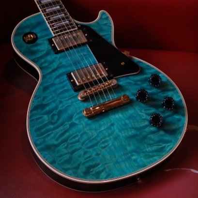 Gibson Custom Shop Lespaul Custom Quilt top Aqua Blue 2014