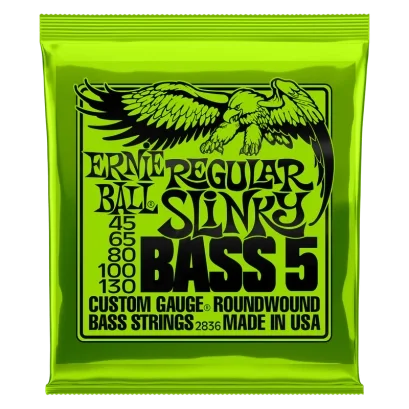 Ernie Ball Regular Slinky 5-String Nickel Wound Electric Bass Strings 45-130