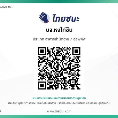 ขอความร่วมมือลูกค้าทุกท่าน และพนักงานจัดส่ง  สแกน QR Code  “ ไทยชนะ”  