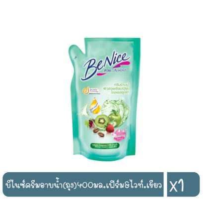 บีไนซ์ครีมอาบน้ำ(ถุง)400มล.เฟิร์ม&amp;ไวท์.เขียว