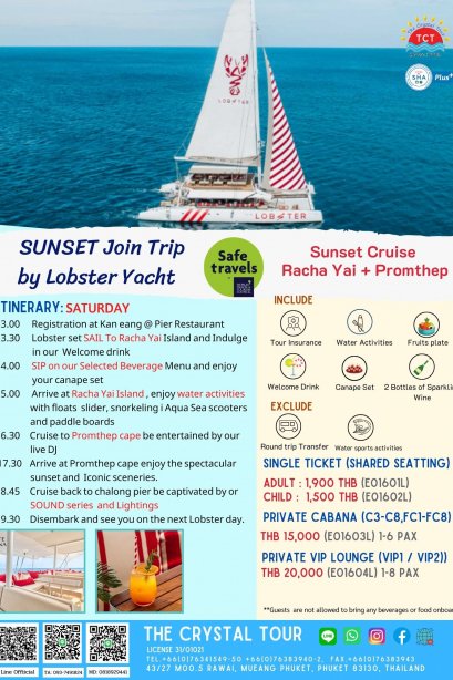 SUNSET Join Trip  by Lobster Yacht