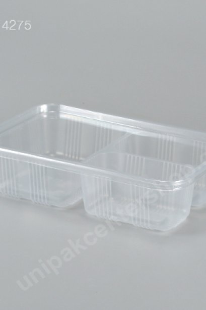 กล่องอาหาร 3 ช่อง PP ใส 930 ml + ฝา PET ใส