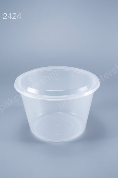 กล่องอาหารกลม PP ใส  2000 ml + ฝา PP ใส