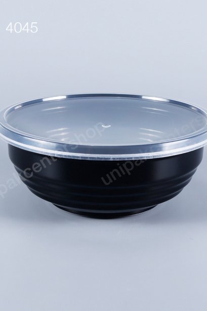 ชามราเมงใส่อาหาร PP ดำ 800 ml + ฝา PP ใส