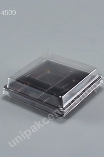 กล่องขนมเปี๊ยะ โมจิ วุ้น 4 ช่อง ฐานน้ำตาล + ฝา (Mochi Box) E44