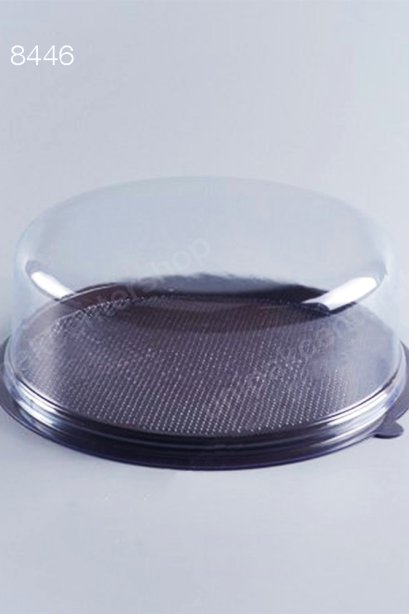 กล่องเค้กกลม PS 3 ปอนด์ ฐานน้ำตาล + ฝา PVC ใส
