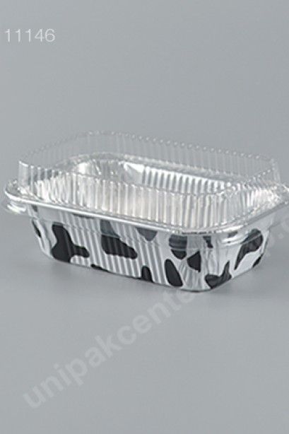 ถาดฟอยล์ ลายวัว 4032 +ฝา (Cow Print Foil Tray)