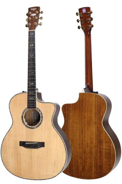 กีตาร์โปร่งไฟฟ้า SAGA SG100C ( Solid Top &amp; Back )