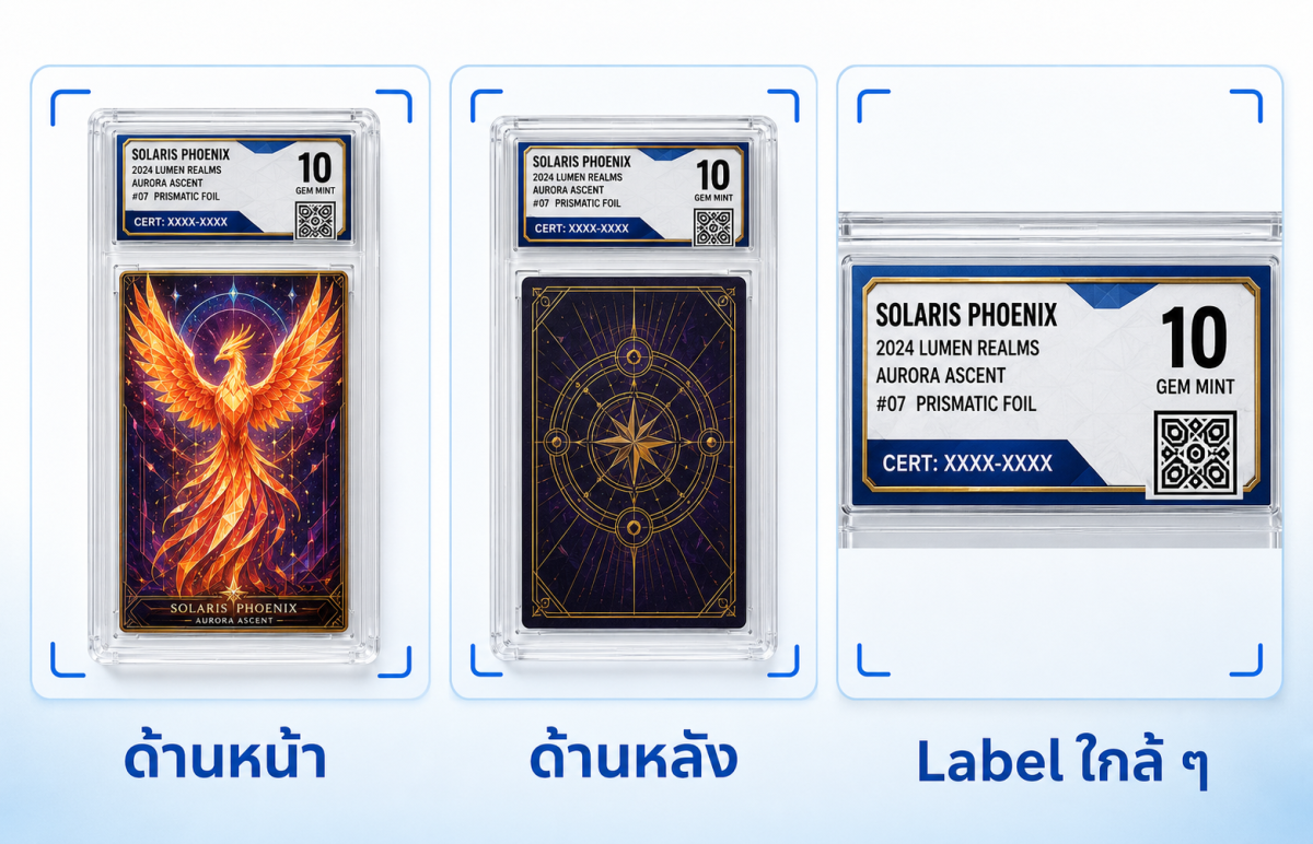 ตัวอย่างภาพด้านหน้า ด้านหลัง และ Label ของสแลบ