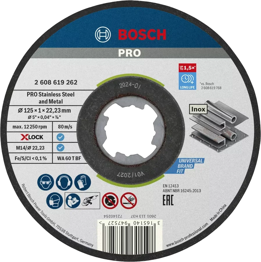 Bosch รุ่น 2608619267 ใบตัด X-LOCK 125 มม. X 1.0 มม. T41 (Standard Inox ...