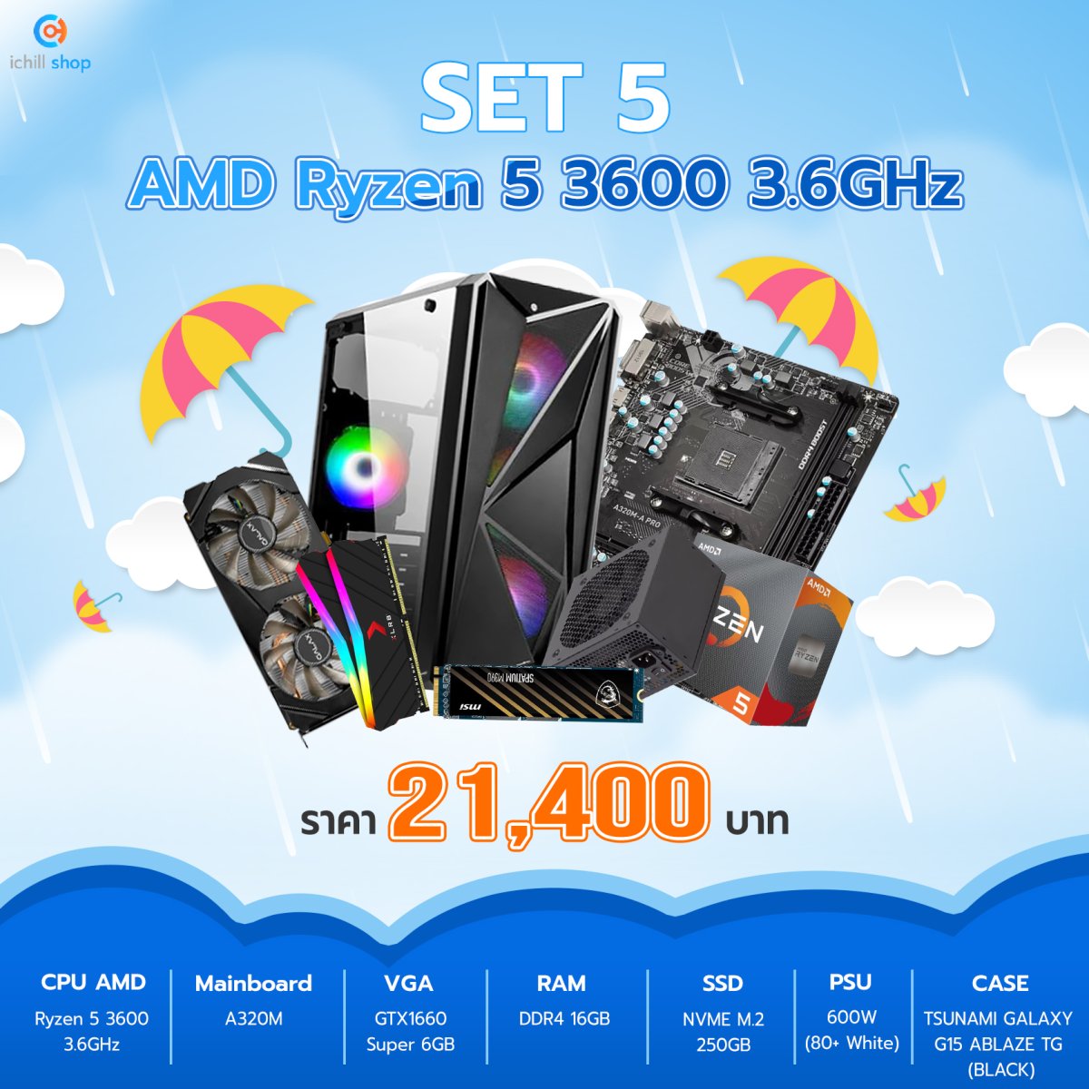 Amd Ryzen 3600 Amd 3600 Gtx 1660 Super Amd Ryzen 3600 Gh คอมประกอบ
