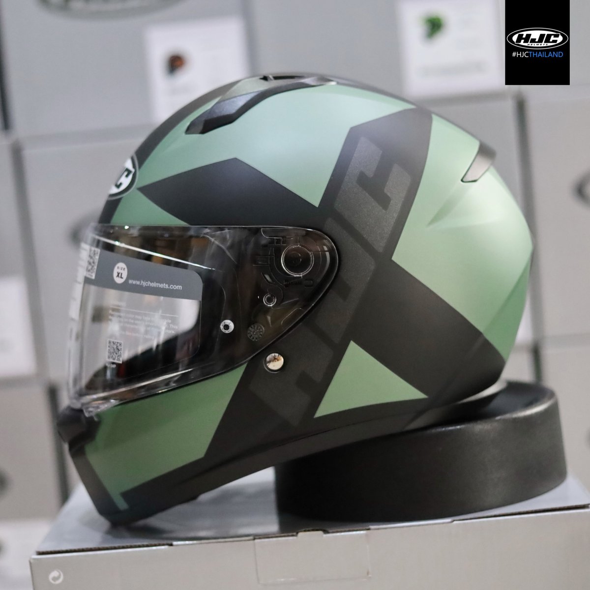 Casco HJC C10 Aspa Grigio Verde - Omologato ECE 22.06, Con Schermo Pinlock - 4