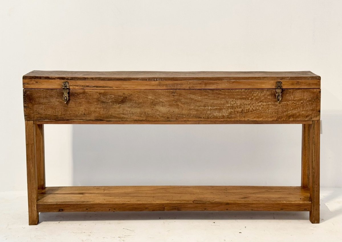 Antique Wooden Box Console Table