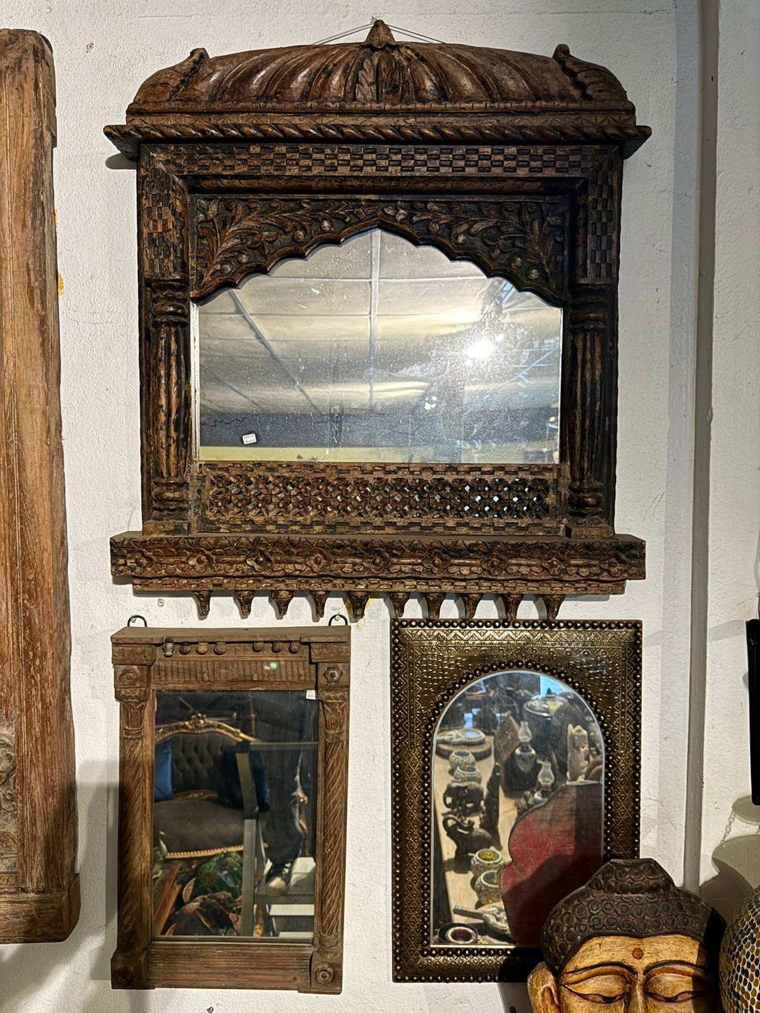 Indian Arch Wooden Wall Mirror - kamalaantique