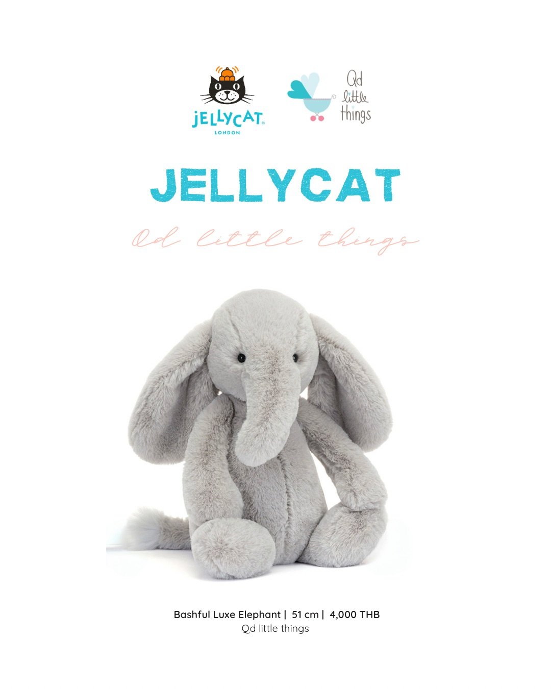 Jellycat - Bashful Luxe Elephant Thuddeus Big