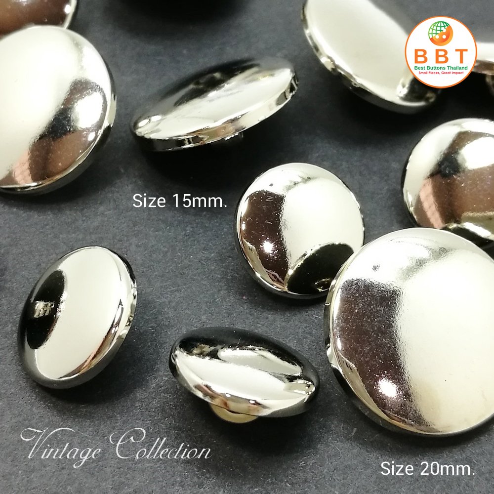 Silver Neck Button Silver Vintage Buttons for Suits (15mm)