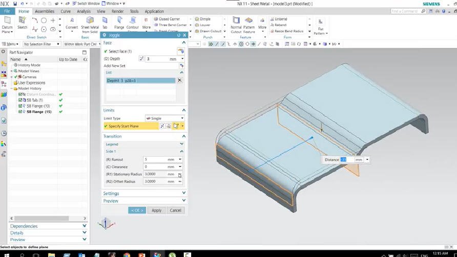 How to create Joggle by NX11 Sheet metal dtmthailand