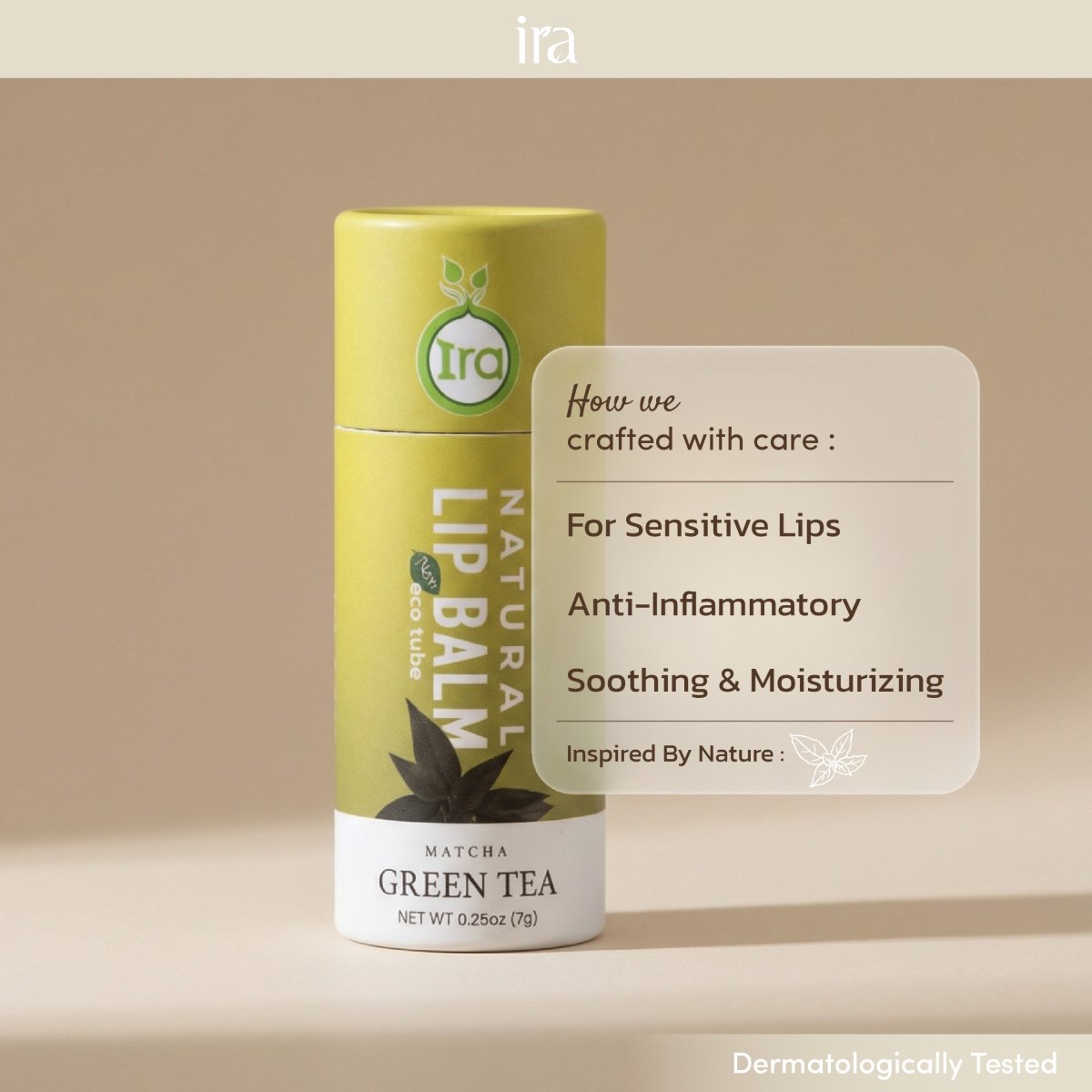 Ira Tea Ira Eco Tube:Matcha Green Tea ช่วยป้องกันริมฝีปากจากเเสงเเดด