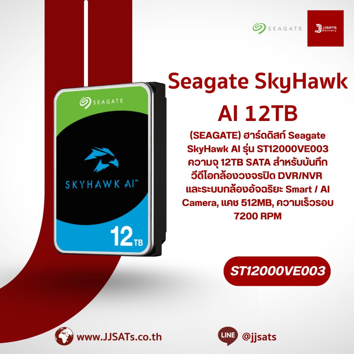 Harddisk Seagate SkyHawk AI HDD ST12000VE003 | 12TB, for AI
