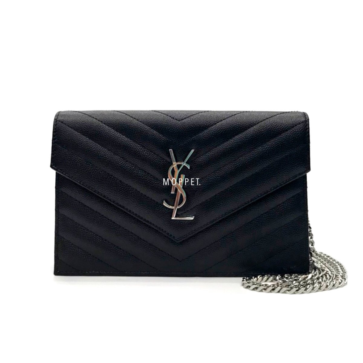 New YSL Logo WOC 7.5 in Black Caviar SHW moppetbrandname