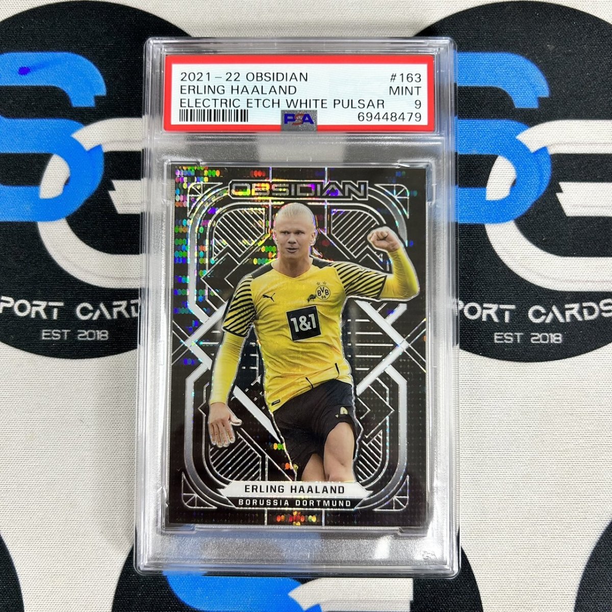 2021-22 Panini Obsidian Soccer Electric Etch White Pulsar /11 PSA 9 -  Erling Haaland - sgsportcards