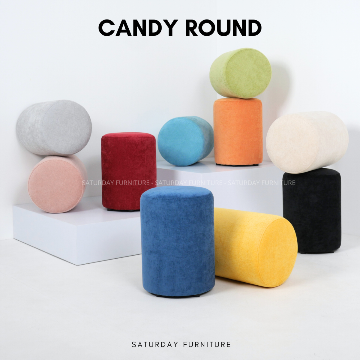 Candy Round Rug Candy round สตูลเบาะผ้า