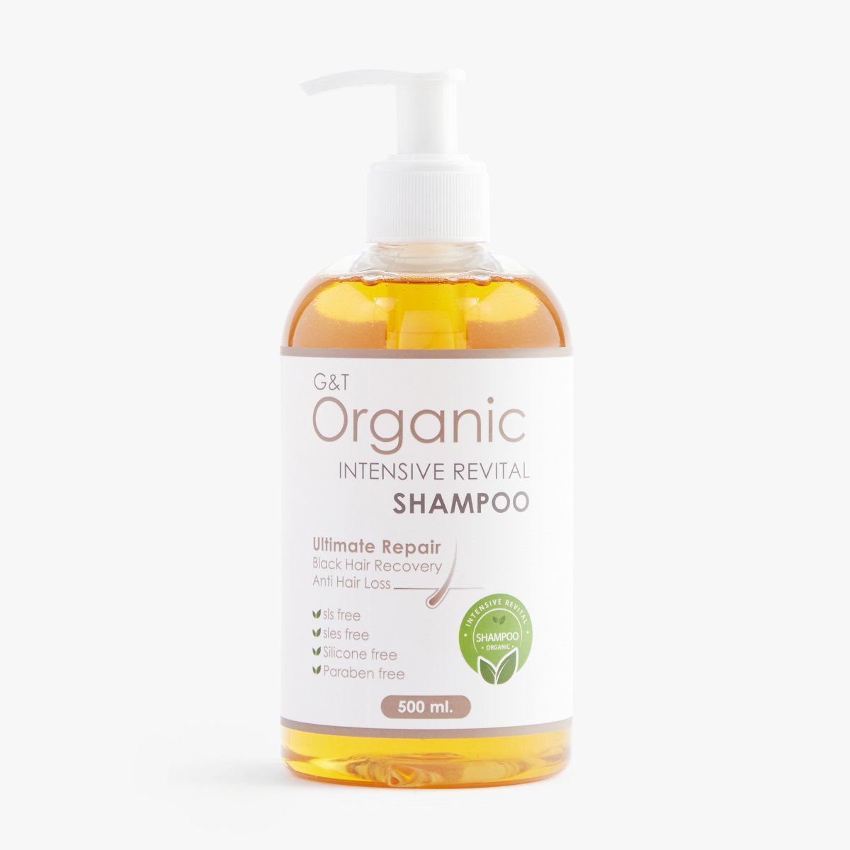 แชมพูลดผมหงอก ผมขาว ลดการหลุดร่วงของเส้นผม G&T Organic Intensive Revital Shampoo