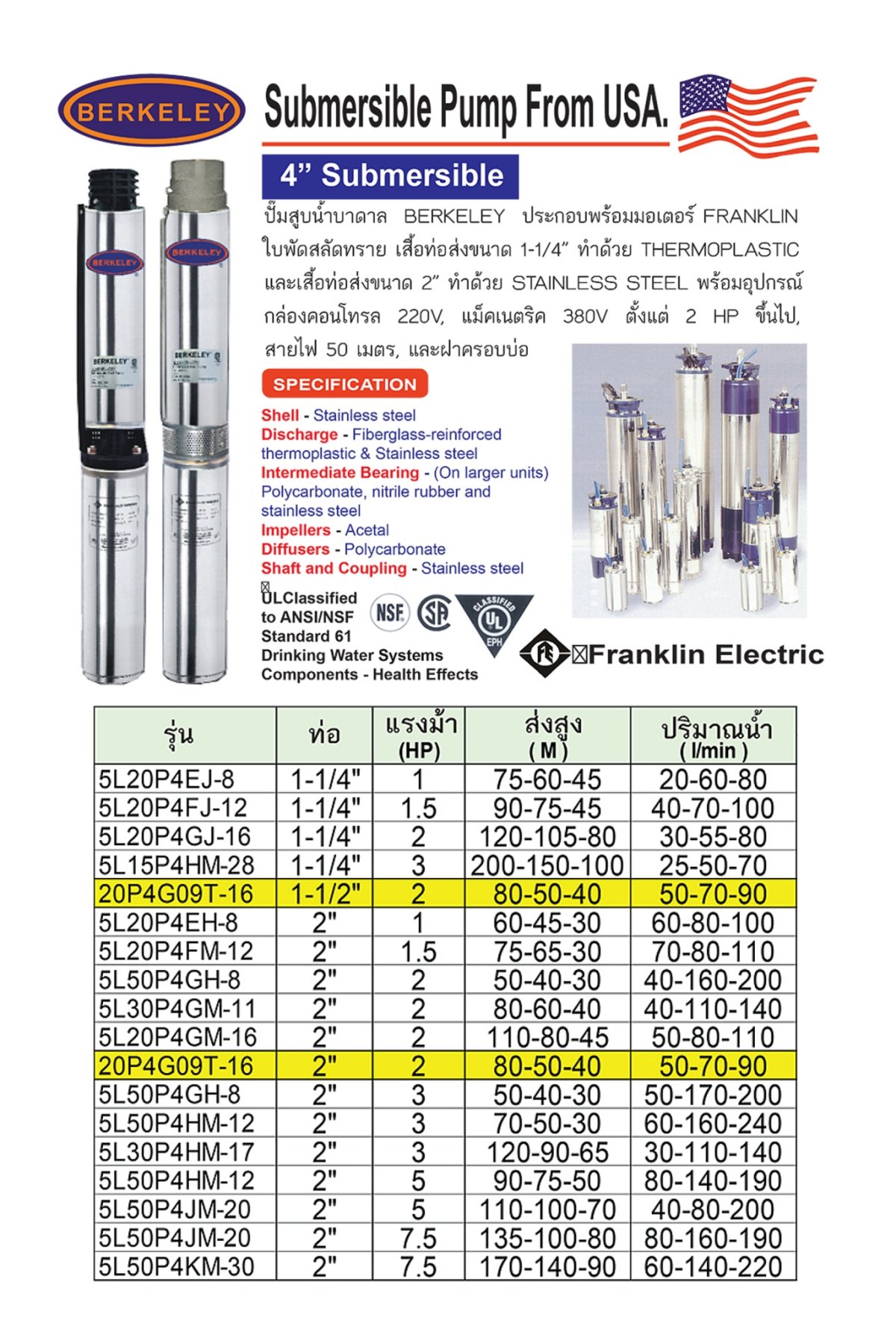 BERKELEY SUBMERSIBLE PUMP