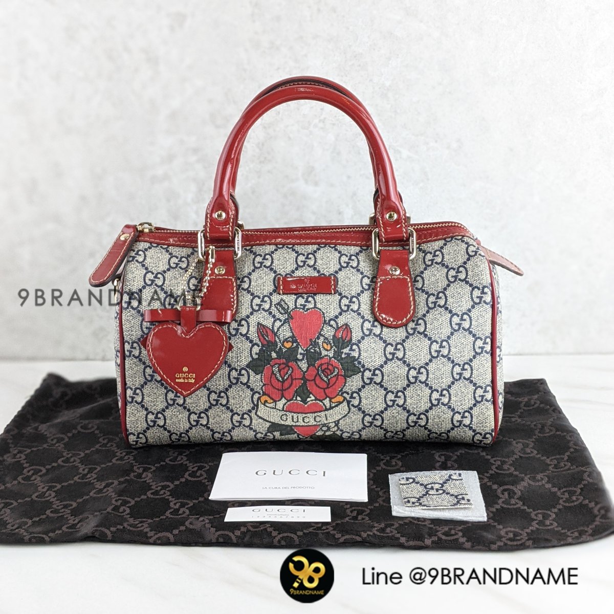 GUCCI ボストンバッグ ローズタトゥー Gucci Coated Canvas Boston Tattoo Rose Heart Bag Limited