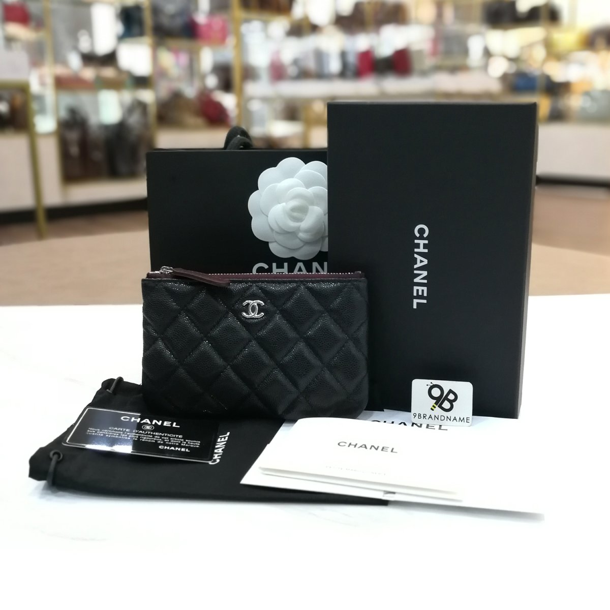 Chanel Classic Mini Pouch Black Caviar SHW Pounds Cases 9brandname