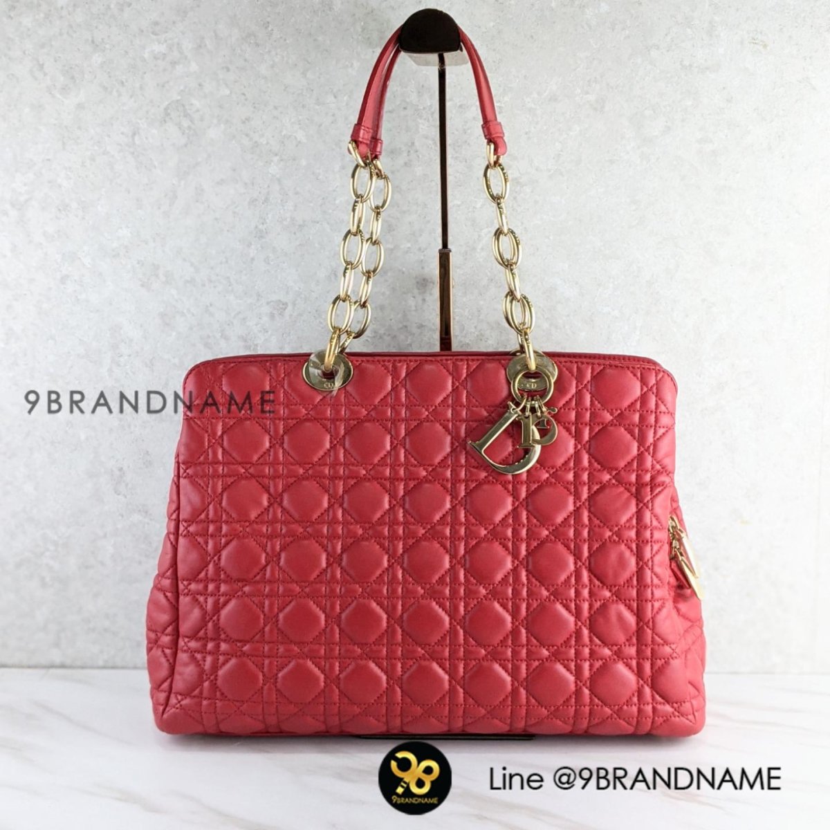 Christian Dior Red Cannage Leather Dior Soft Shopping Tote Lamb 9brandname