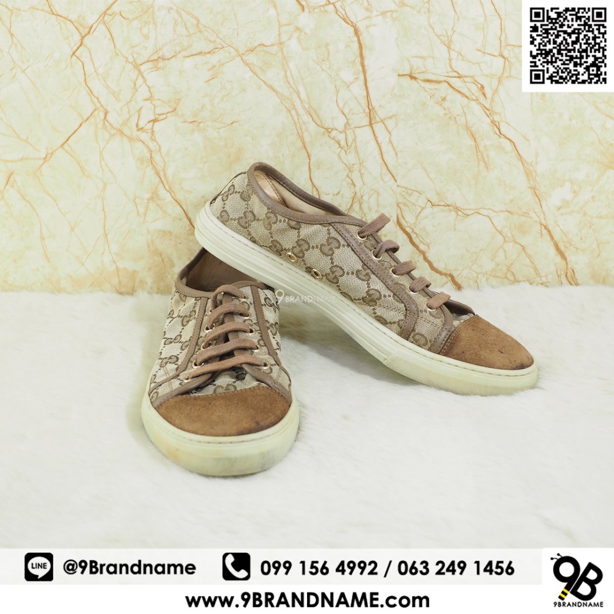 Gucci women s shoes trainers sneakers GG Solf Brown logo Size 42 9brandname