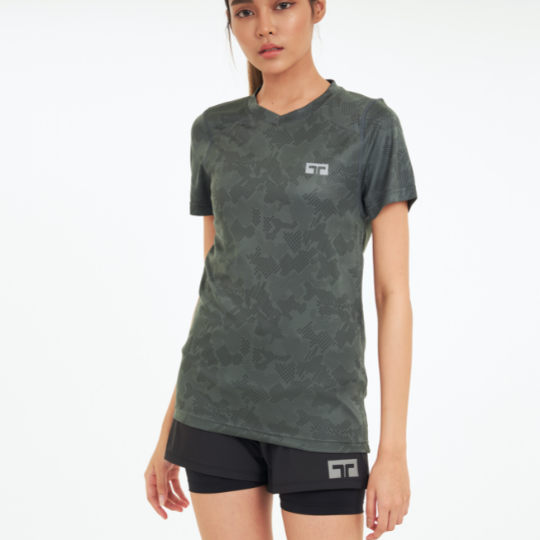 TL Distance T-Shirt เสื้อกีฬาทรงคอวี (เขียว)