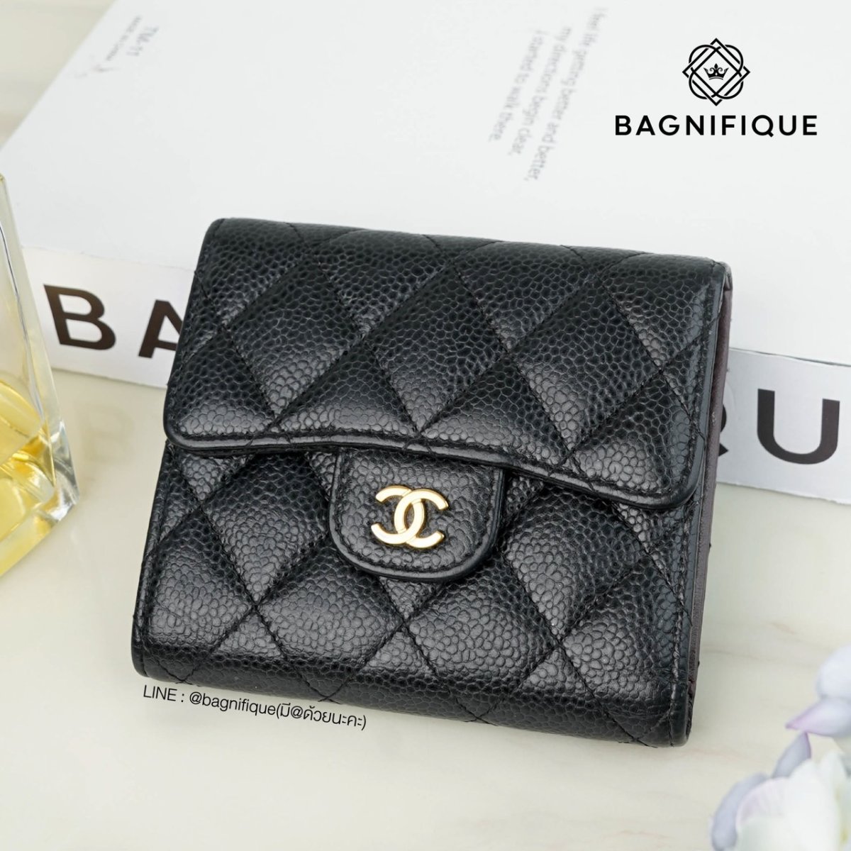 Chanel short hot sale wallet caviar