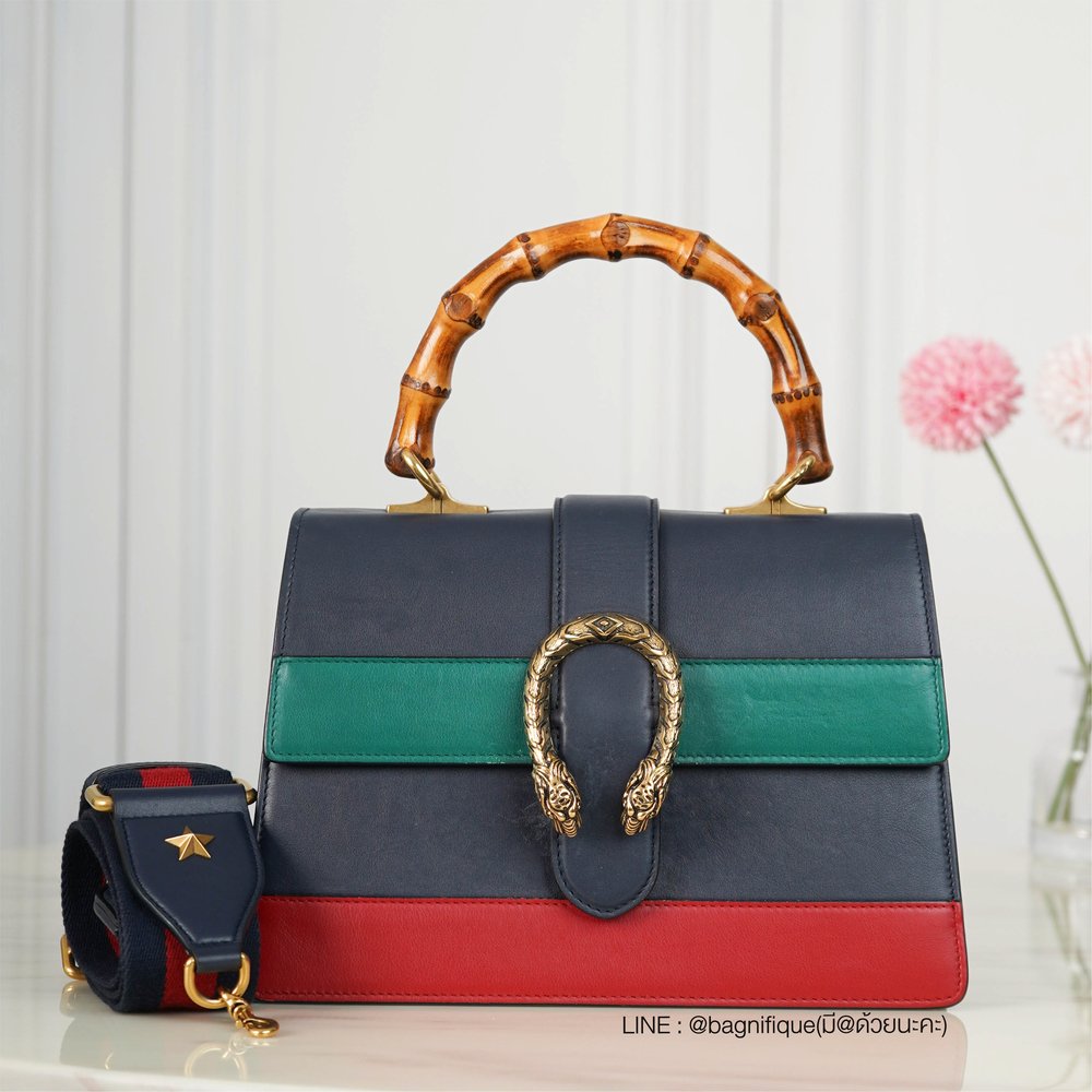 Gucci Dionysus Bamboo Top Handle Bag Colorblock Leather Large Black, Green,  Red | eBay