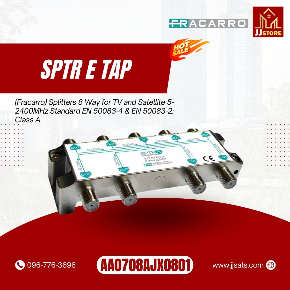 Splitter 288 8 Way 287309 (Fracarro) Splitter Class A Shielding 5-2400MHz - jjsats